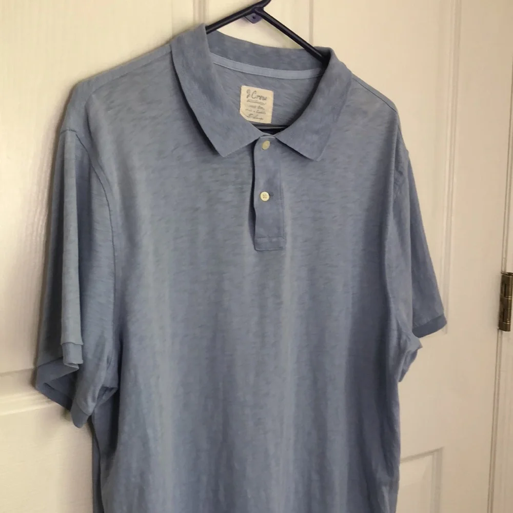 J Crew light blue short sleeve polo shirt size XL 100% Cotton lightweight preppy